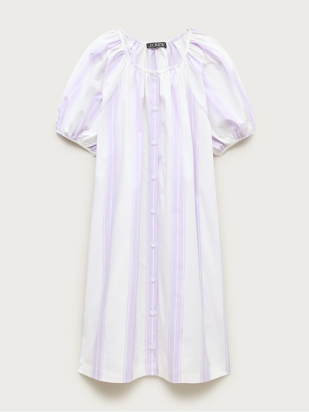 J. Crew Lilac Striped Puff-Sleeve Mini Dress - Picture 2 of 4